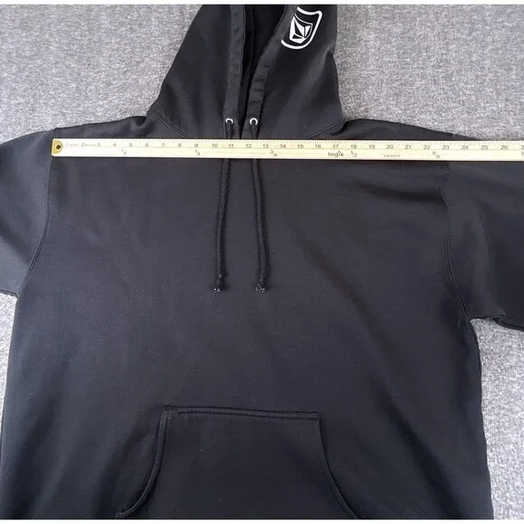 Volcom Iconic Stone Hoodie Mens XL Black Zip Up Fleece Lined Skateboarding Surf - Picture 5 of 8